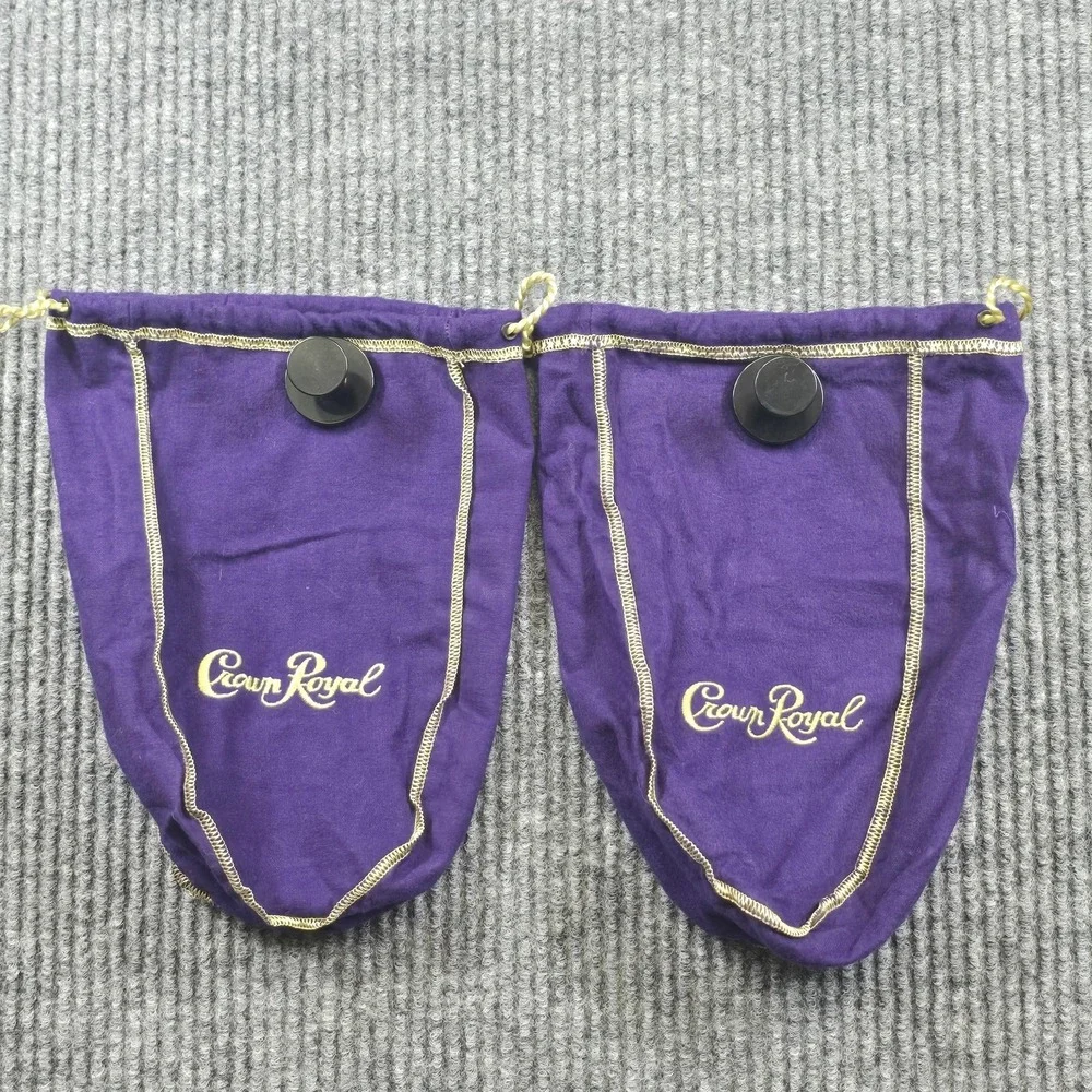 Crown Royal Purple Fabric Drawstring Bags Lot 11 Gold Trim Embroidered Logo